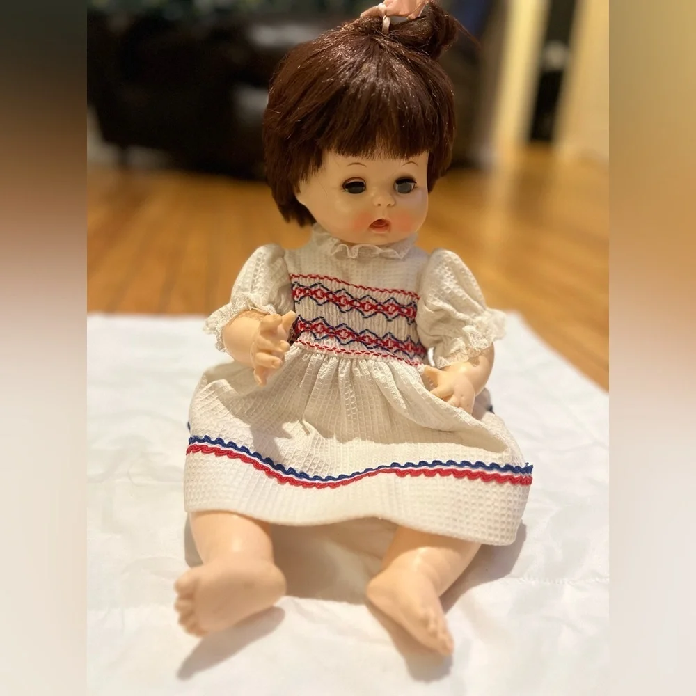 Vintage 1968 Affanbee Doll Rare Brown Hair Red Cheeks 18” Long - Picture 1 of 8